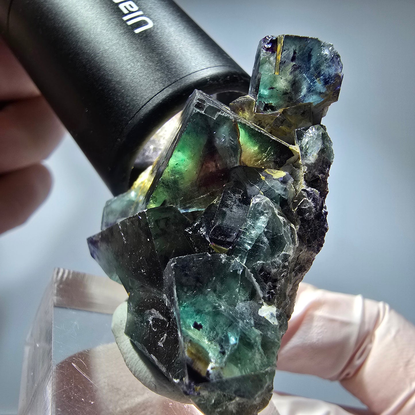 Seltene Phantom Fluorit Würfel Stufe, grün lila Okorusu, Namibia 46*35*16mm #13257