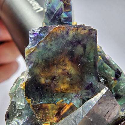 Seltene Phantom Fluorit Würfel Stufe, grün lila Okorusu, Namibia 46*35*16mm #13257