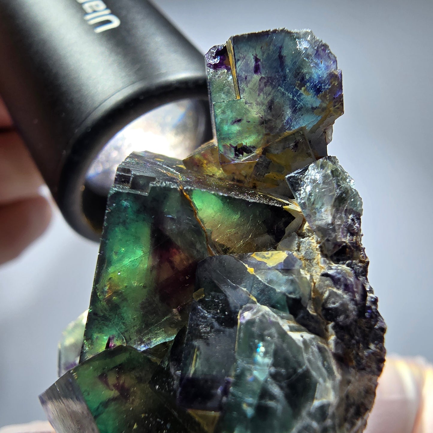 Seltene Phantom Fluorit Würfel Stufe, grün lila Okorusu, Namibia 46*35*16mm #13257