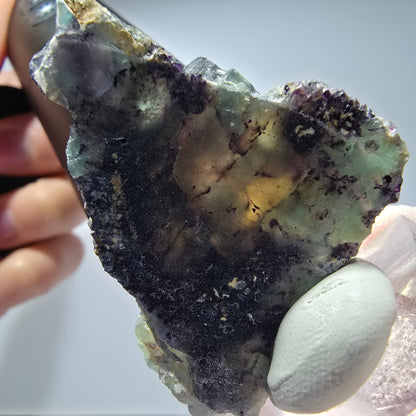 Seltene Phantom Fluorit Würfel Stufe, grün lila Okorusu, Namibia 46*35*16mm #13257