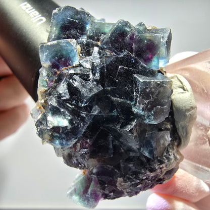 Seltene Phantom Fluorit Würfel Stufe, grün lila Okorusu, Namibia 50*38*21mm #13258