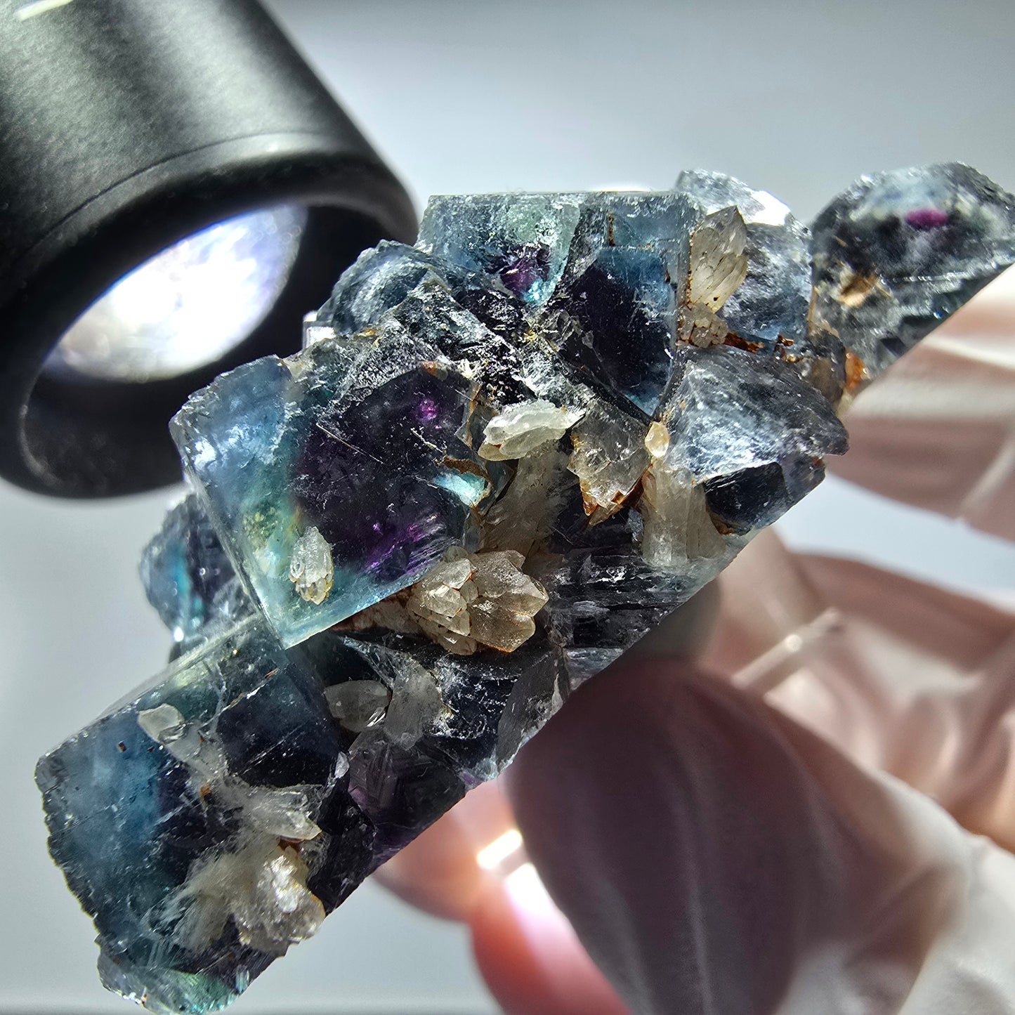 Seltene Phantom Fluorit Würfel Stufe, grün lila Okorusu, Namibia 50*38*21mm #13258