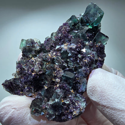 Seltene Phantom Fluorit Würfel Stufe, grün lila Okorusu, Namibia 64*36*15mm #13260