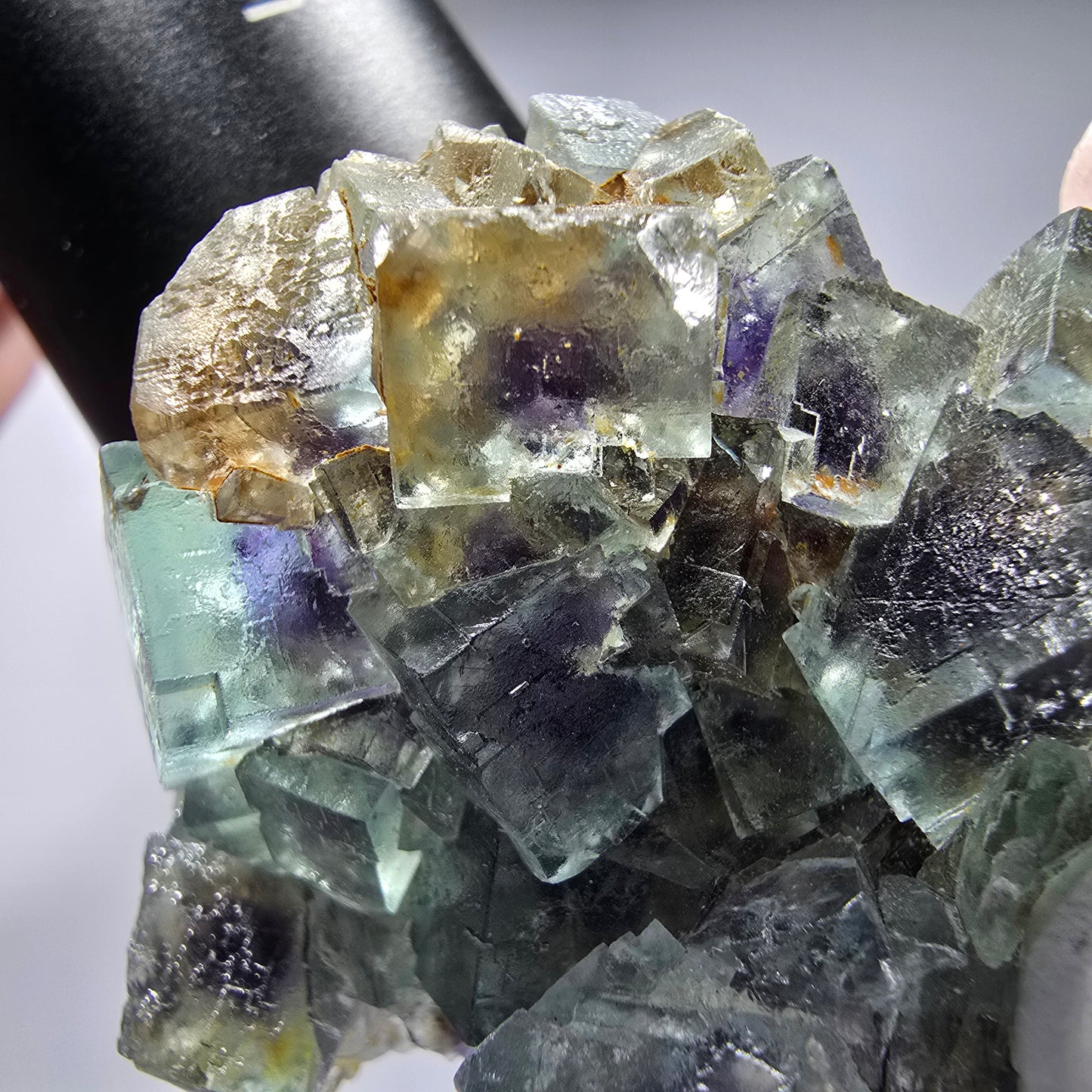 Seltene Phantom Fluorit Würfel Stufe, grün lila Okorusu, Namibia 55*44*30mm #13262