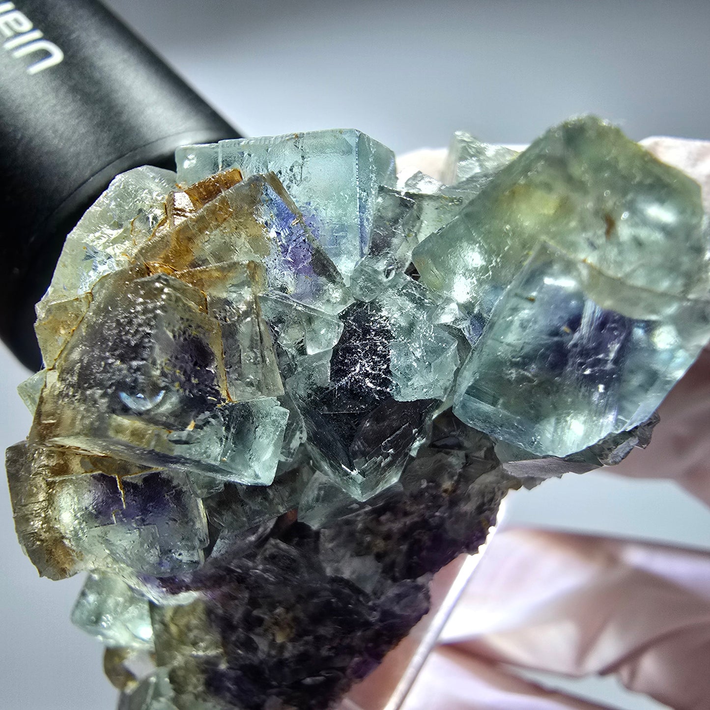 Seltene Phantom Fluorit Würfel Stufe, grün lila Okorusu, Namibia 55*44*30mm #13262