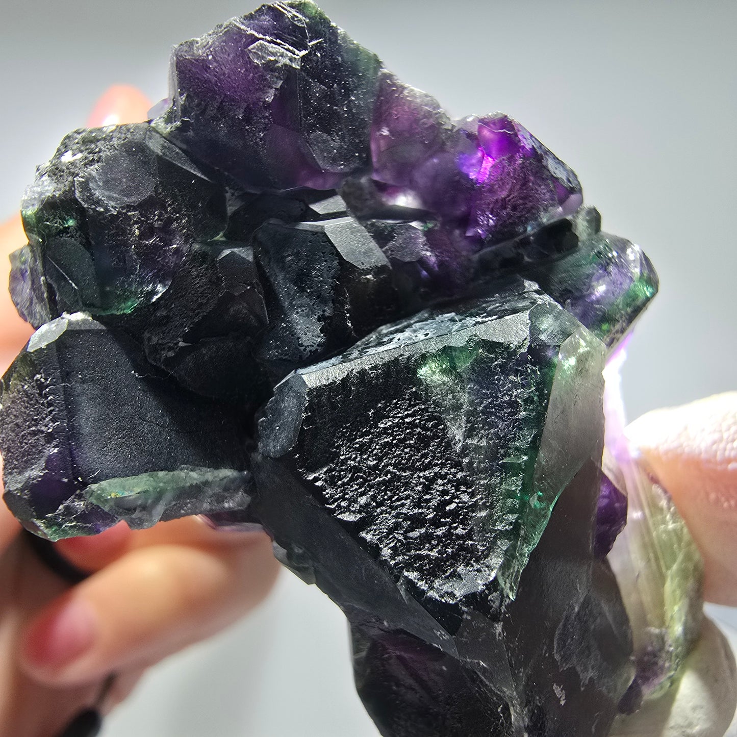 Seltene Phantom Fluorit Würfel Stufe, grün lila Okorusu, Namibia 54*35*22mm #13263