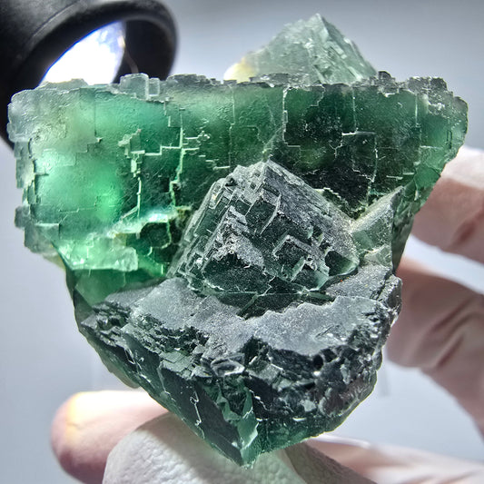 Phantom Fluorit Würfel Stufe, parkettiert grün Okorusu, Namibia 65*48*38mm #13265