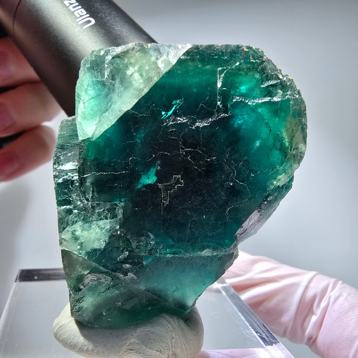 Phantom Fluorit Würfel Stufe, parkettiert grün Okorusu, Namibia 53*40*34mm #13266