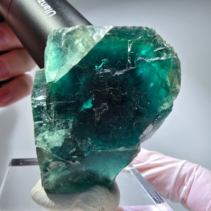Phantom Fluorit Würfel Stufe, parkettiert grün Okorusu, Namibia 53*40*34mm #13266