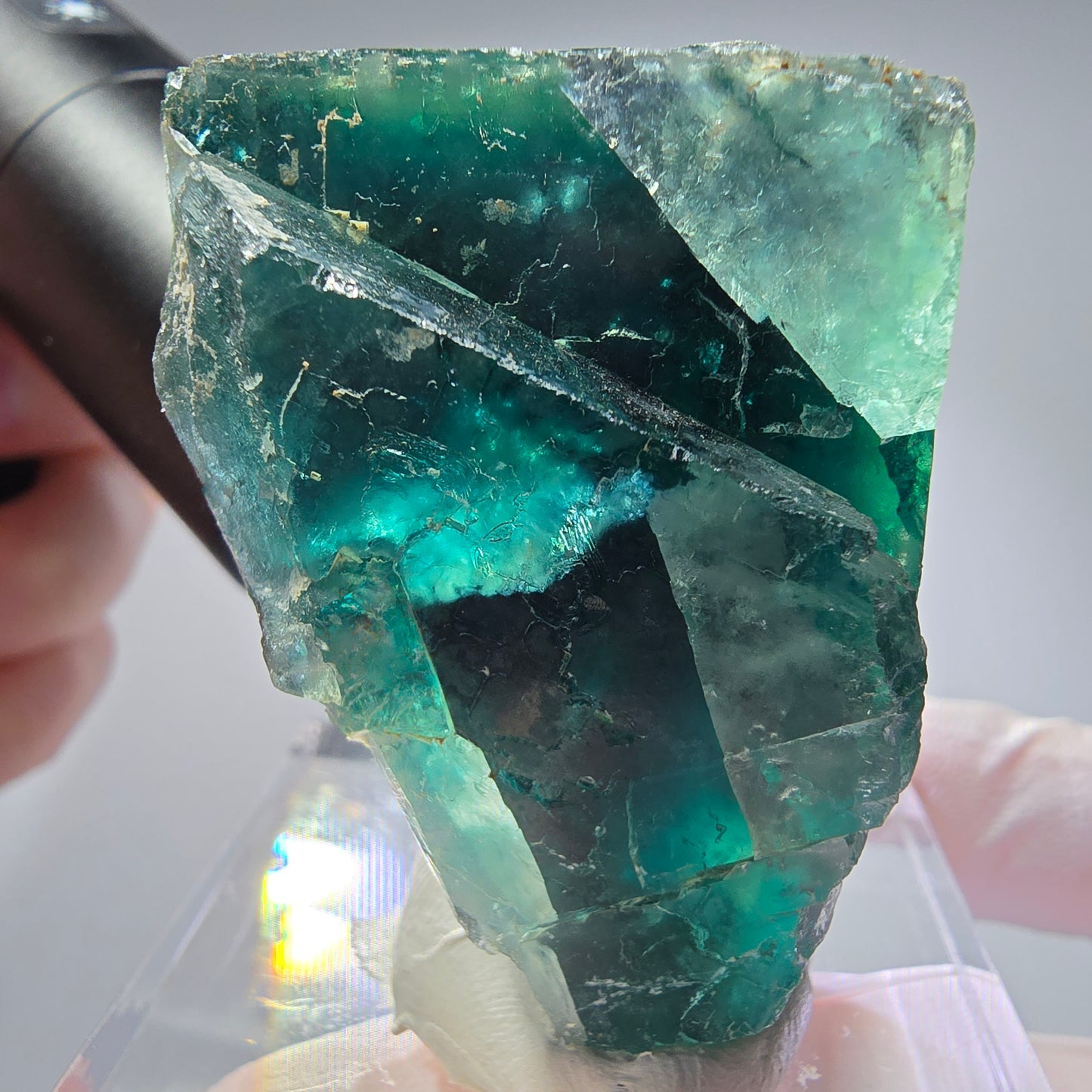Phantom Fluorit Würfel Stufe, parkettiert grün Okorusu, Namibia 53*40*34mm #13266