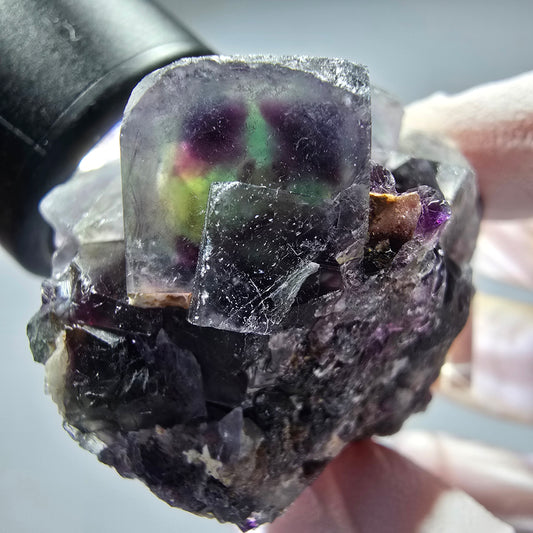 Seltene Phantom Fluorit Würfel Stufe, grün lila Okorusu, Namibia 45*30*28mm #13267