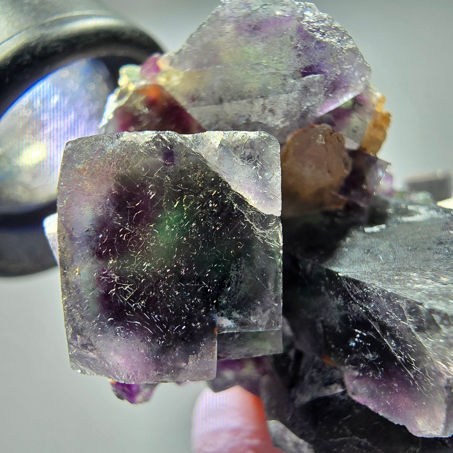 Seltene Phantom Fluorit Würfel Stufe, grün lila Okorusu, Namibia 45*30*28mm #13267