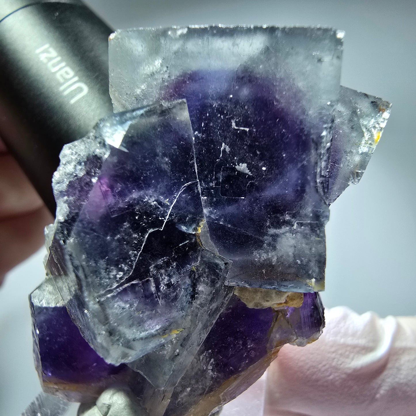 Seltene Phantom Fluorit Würfel Stufe, lila weiß Okorusu, Namibia 51*33*24mm #13268