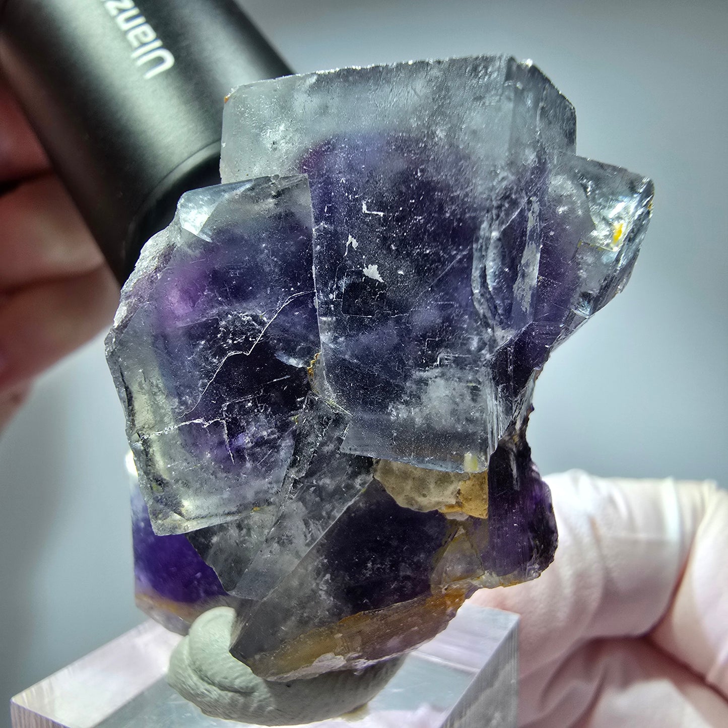 Seltene Phantom Fluorit Würfel Stufe, lila weiß Okorusu, Namibia 51*33*24mm #13268