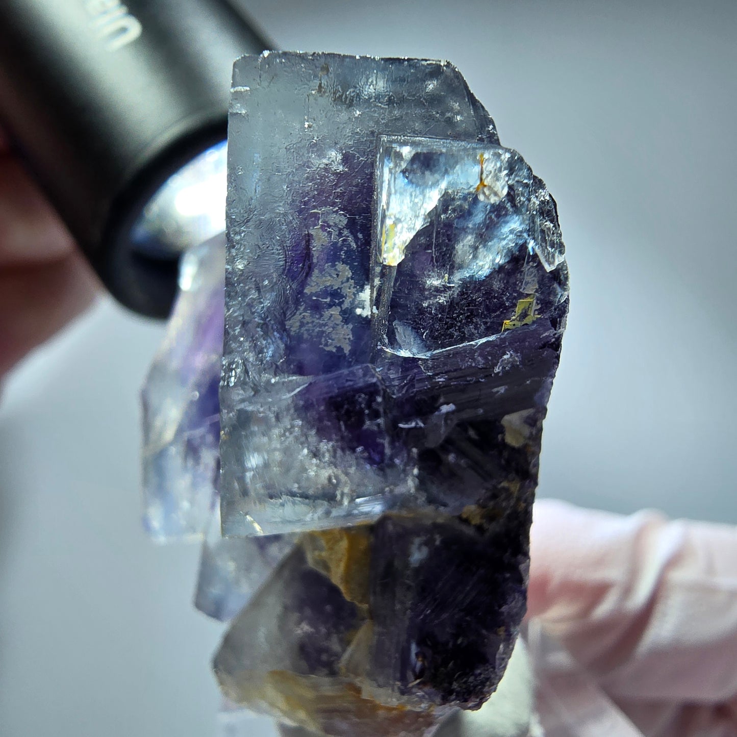 Seltene Phantom Fluorit Würfel Stufe, lila weiß Okorusu, Namibia 51*33*24mm #13268