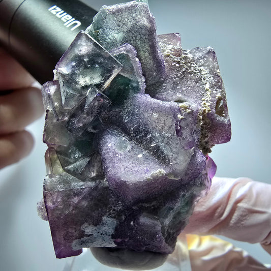 Seltene Phantom Fluorit Würfel Stufe, grün lila Okorusu, Namibia 58*38*30mm #13269