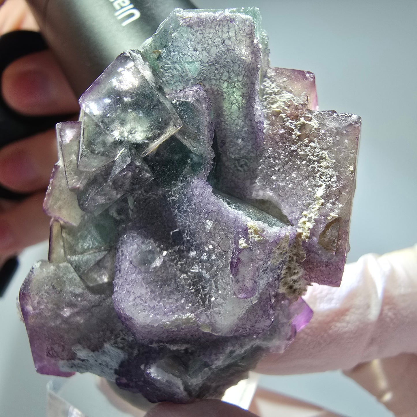 Seltene Phantom Fluorit Würfel Stufe, grün lila Okorusu, Namibia 58*38*30mm #13269