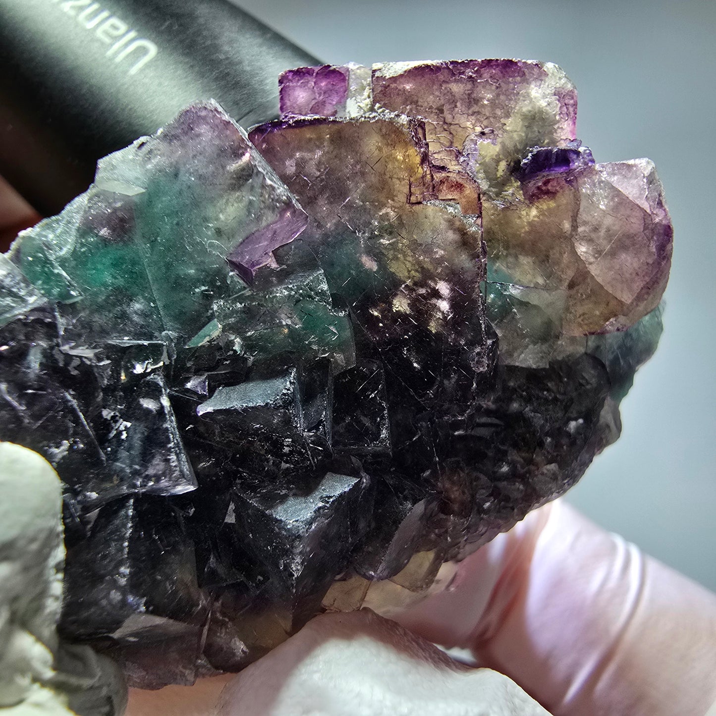 Seltene Phantom Fluorit Würfel Stufe, grün lila Okorusu, Namibia 58*38*30mm #13269