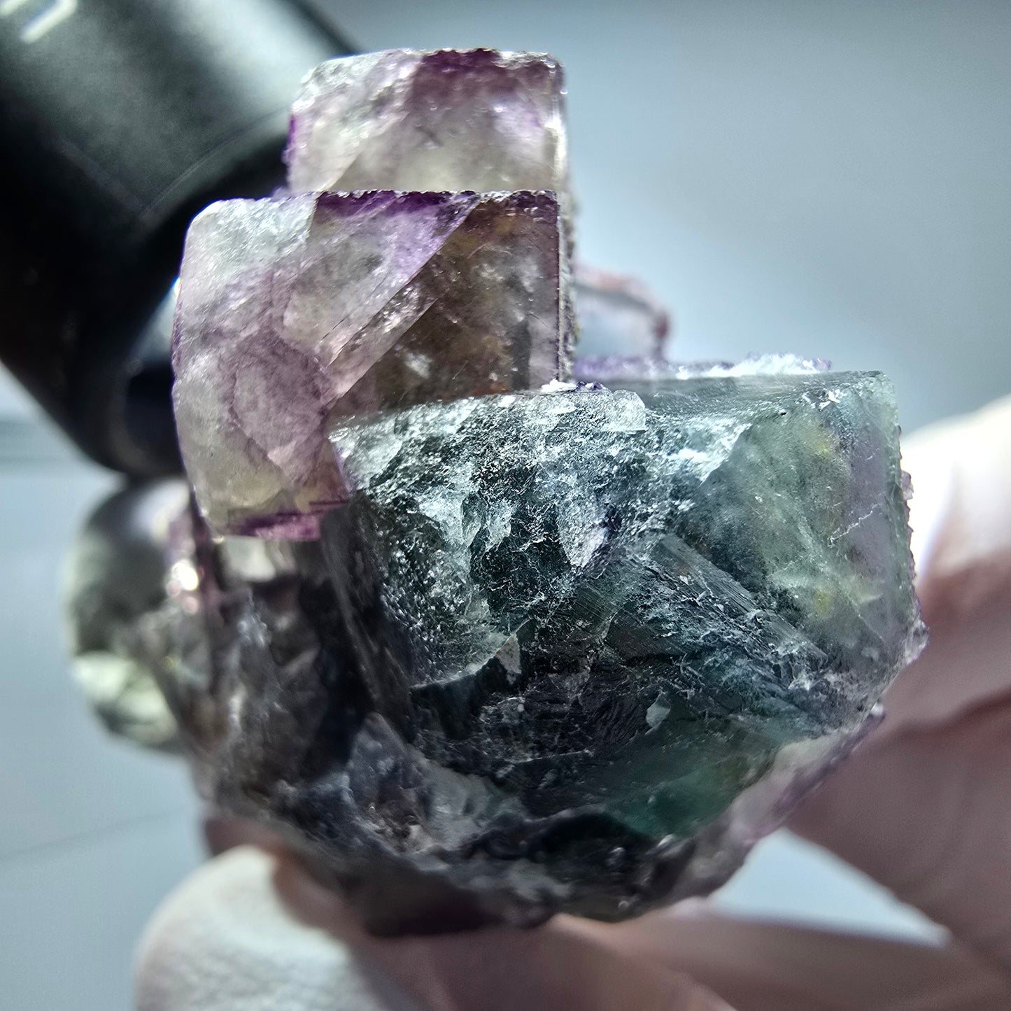 Seltene Phantom Fluorit Würfel Stufe, grün lila Okorusu, Namibia 58*38*30mm #13269