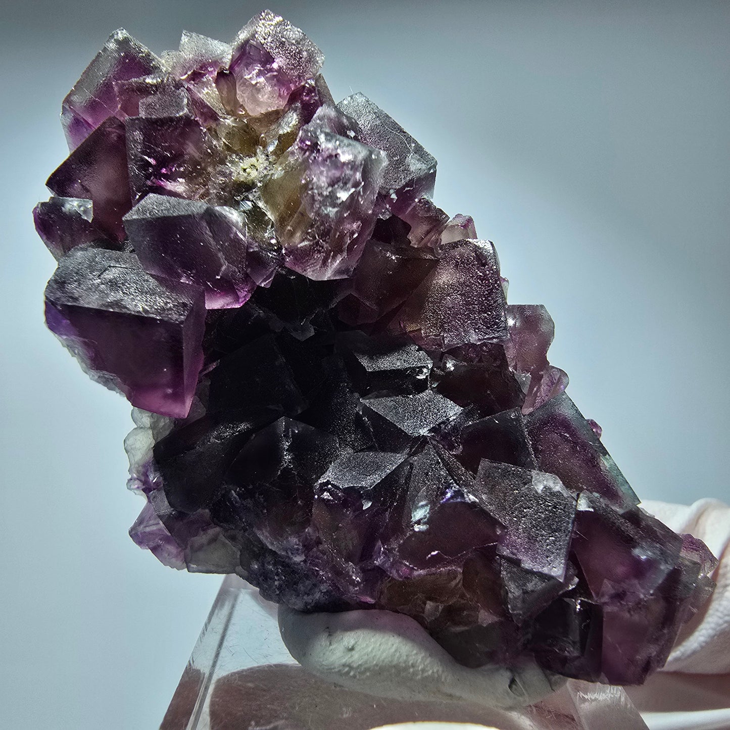 Seltene Phantom Fluorit Würfel Stufe, lila gelb Okorusu, Namibia 62*35*22mm #13270