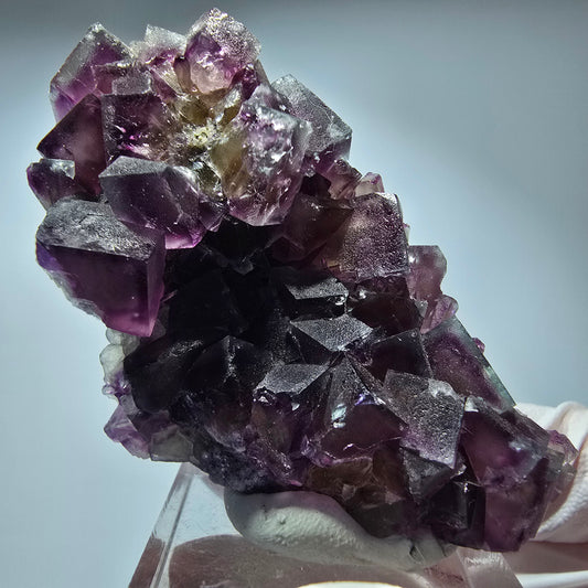 Seltene Phantom Fluorit Würfel Stufe, lila gelb Okorusu, Namibia 62*35*22mm #13270