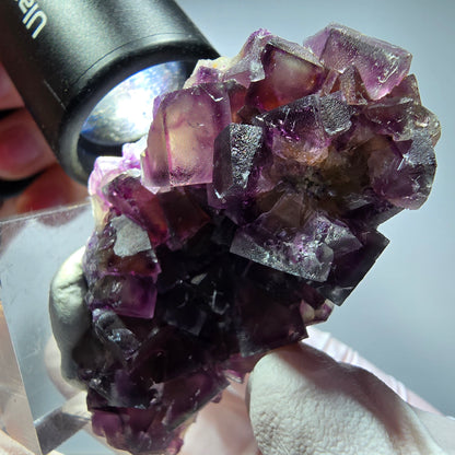Seltene Phantom Fluorit Würfel Stufe, lila gelb Okorusu, Namibia 62*35*22mm #13270
