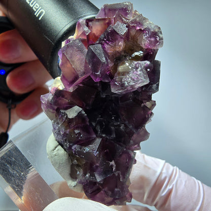 Seltene Phantom Fluorit Würfel Stufe, lila gelb Okorusu, Namibia 62*35*22mm #13270