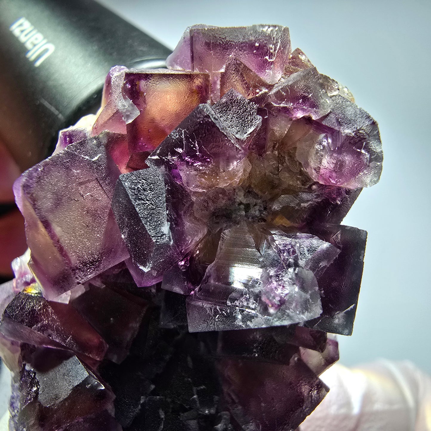 Seltene Phantom Fluorit Würfel Stufe, lila gelb Okorusu, Namibia 62*35*22mm #13270