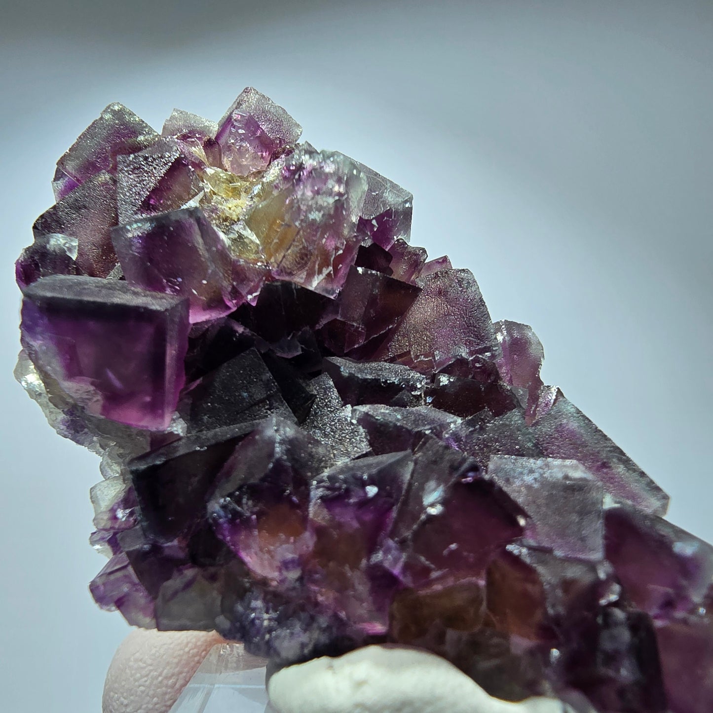 Seltene Phantom Fluorit Würfel Stufe, lila gelb Okorusu, Namibia 62*35*22mm #13270