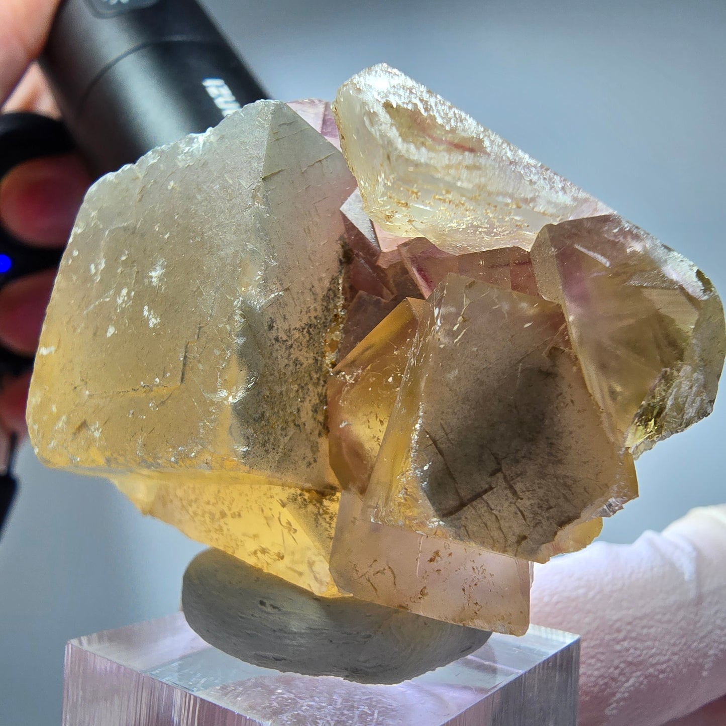 Seltene Phantom Fluorit Würfel Stufe, lila gelb Okorusu, Namibia 59*41*27mm #13271