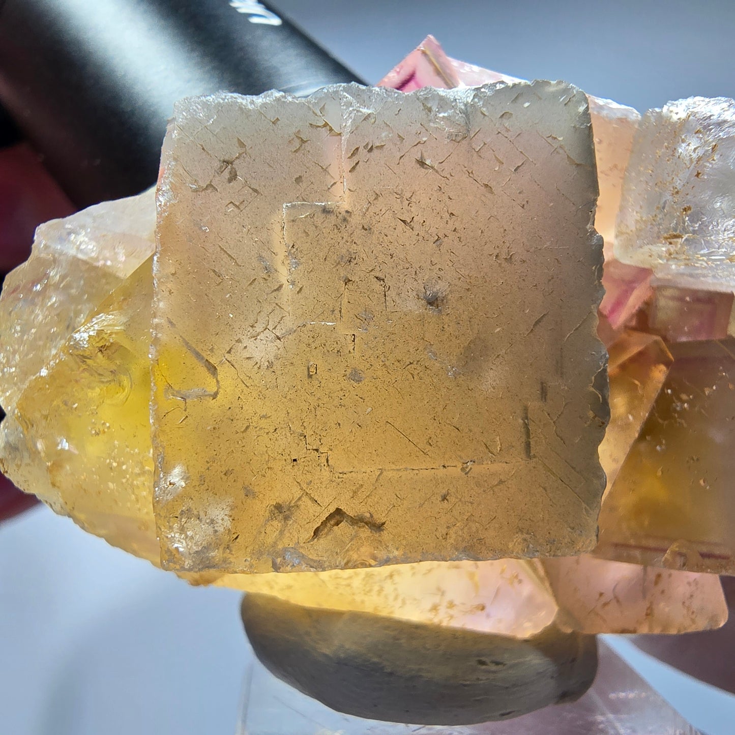Seltene Phantom Fluorit Würfel Stufe, lila gelb Okorusu, Namibia 59*41*27mm #13271