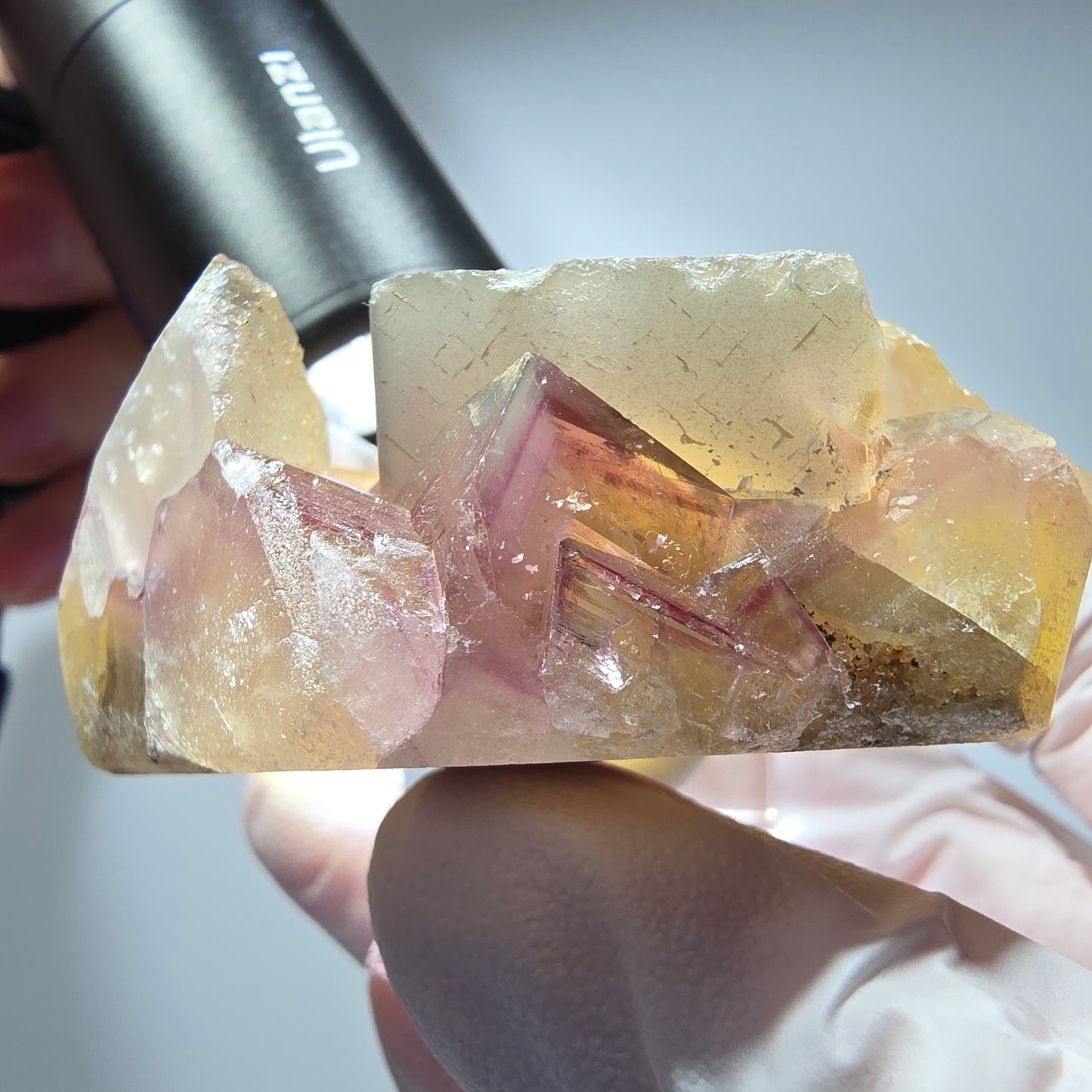 Seltene Phantom Fluorit Würfel Stufe, lila gelb Okorusu, Namibia 59*41*27mm #13271