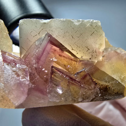 Seltene Phantom Fluorit Würfel Stufe, lila gelb Okorusu, Namibia 59*41*27mm #13271