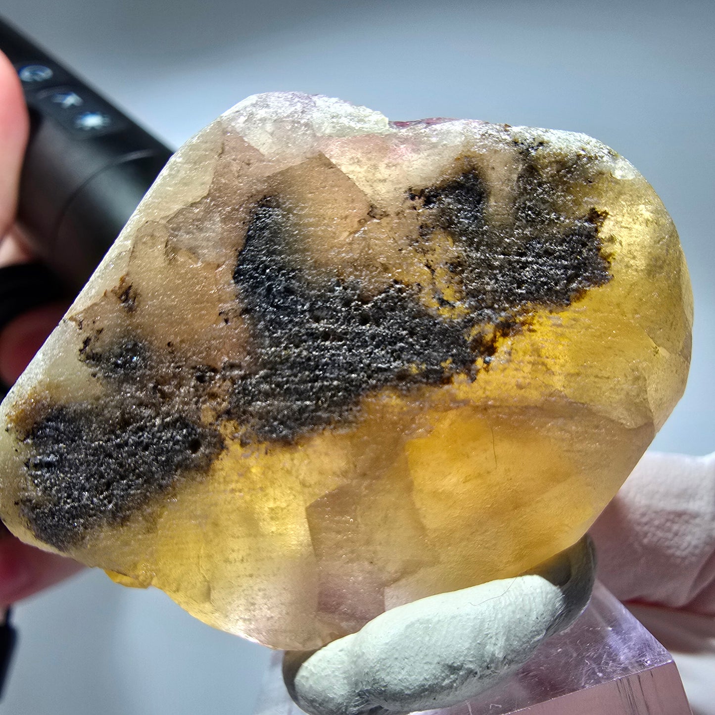 Seltene Phantom Fluorit Würfel Stufe, lila gelb Okorusu, Namibia 59*41*27mm #13271