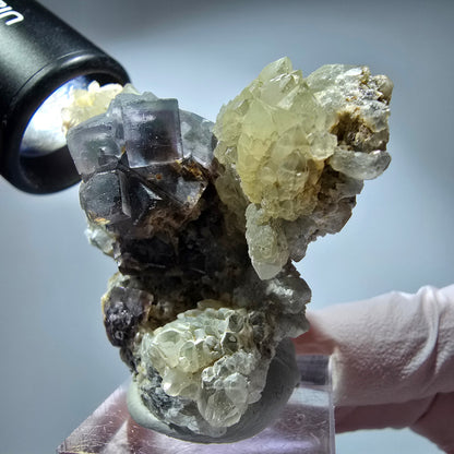 Phantom Fluorit Würfel, Quarz Stufe, grün lila Okorusu, Namibia 65*45*35mm #13272
