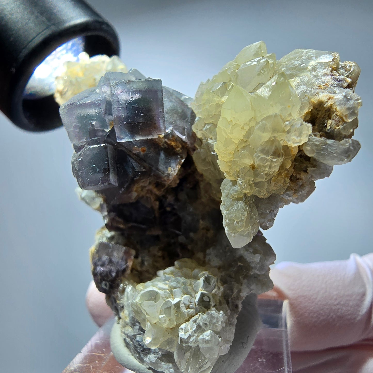 Phantom Fluorit Würfel, Quarz Stufe, grün lila Okorusu, Namibia 65*45*35mm #13272