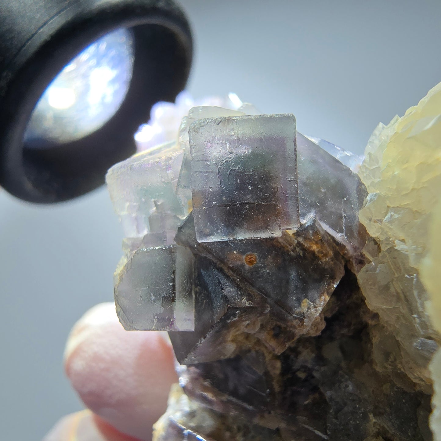 Phantom Fluorit Würfel, Quarz Stufe, grün lila Okorusu, Namibia 65*45*35mm #13272