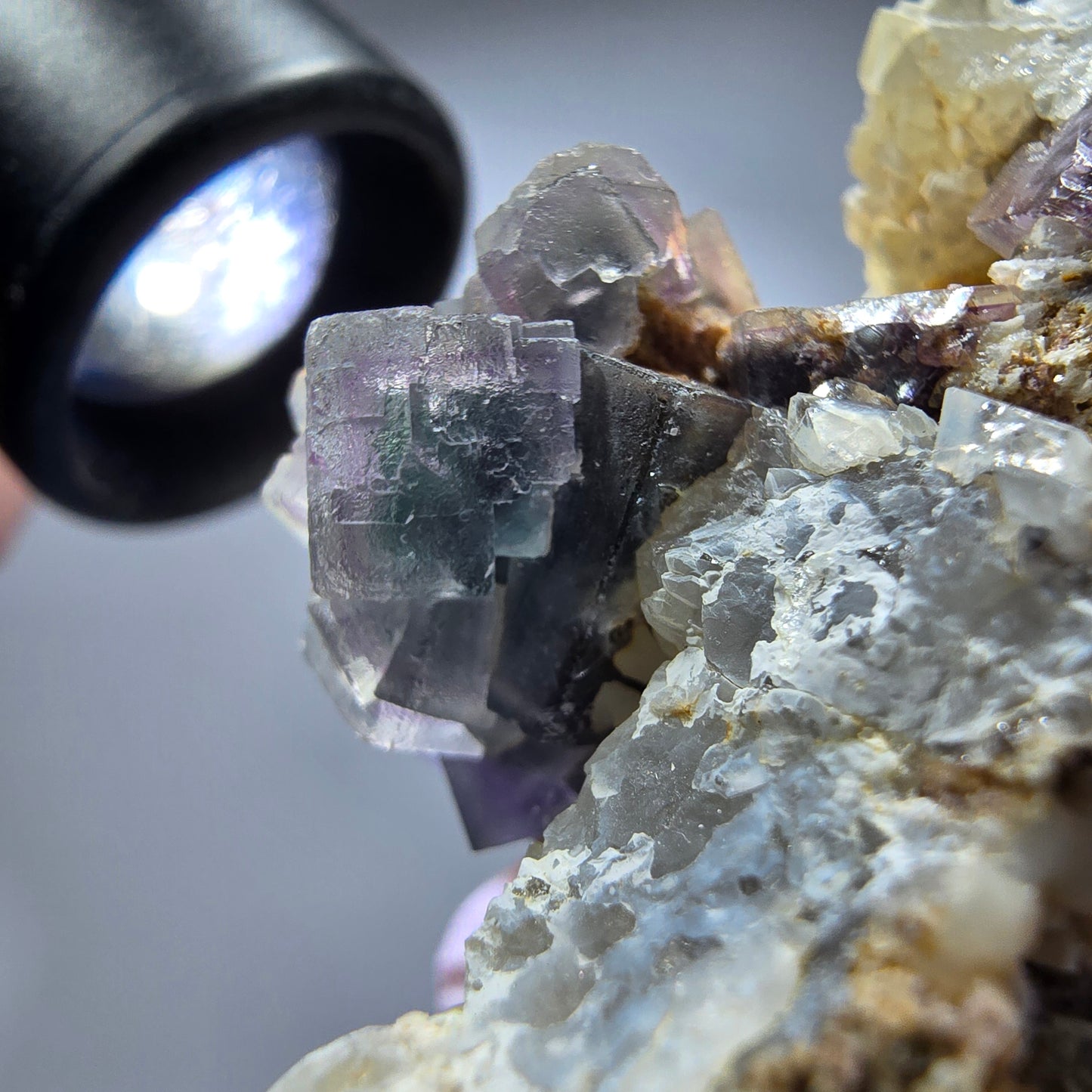 Phantom Fluorit Würfel, Quarz Stufe, grün lila Okorusu, Namibia 65*45*35mm #13272