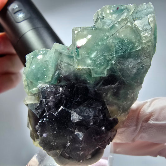 Seltene Phantom Fluorit Würfel Stufe, grün lila Okorusu, Namibia 68*44*19mm #13274