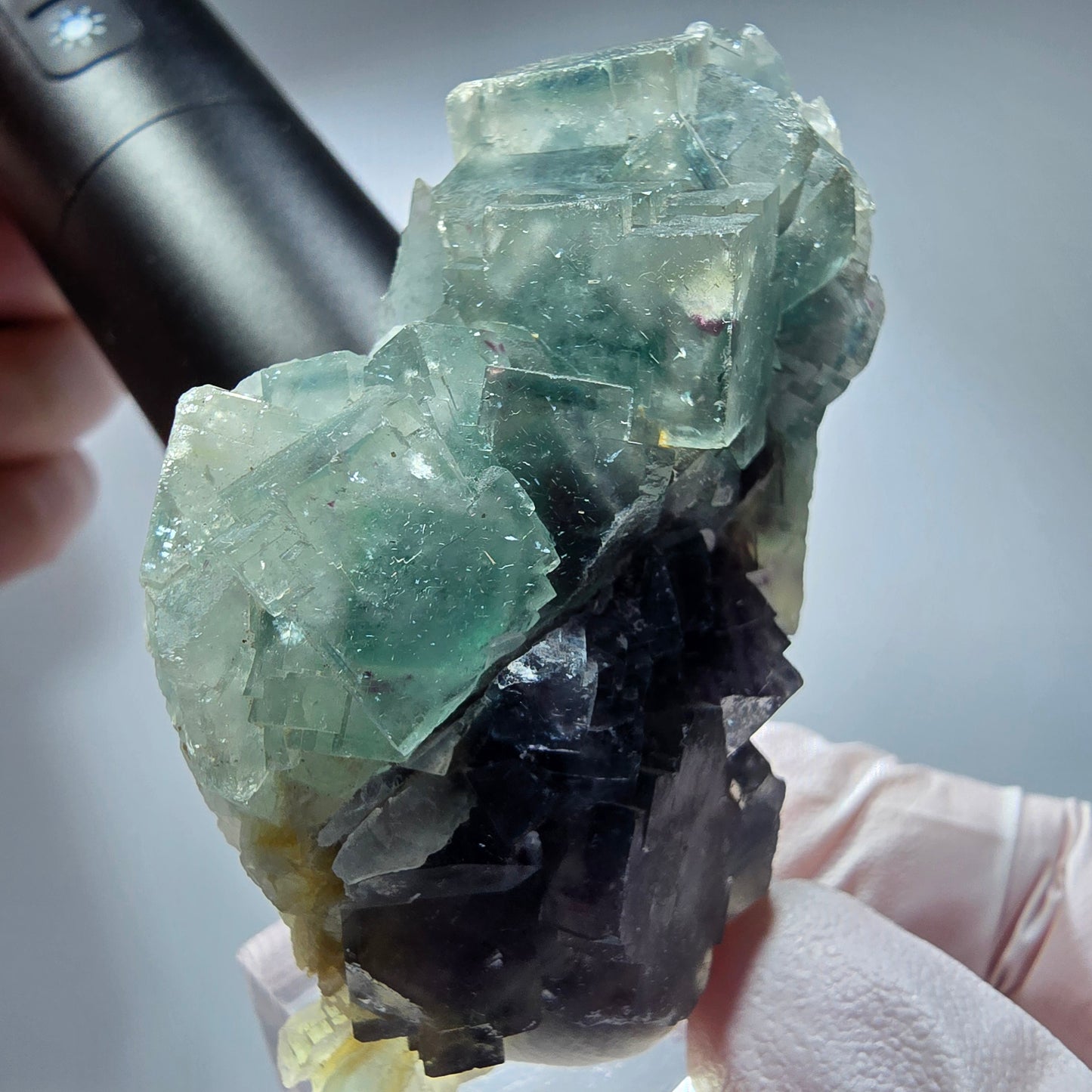 Seltene Phantom Fluorit Würfel Stufe, grün lila Okorusu, Namibia 68*44*19mm #13274