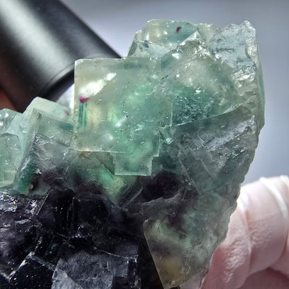 Seltene Phantom Fluorit Würfel Stufe, grün lila Okorusu, Namibia 68*44*19mm #13274