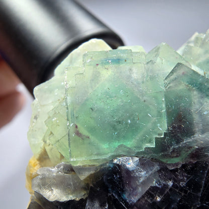 Seltene Phantom Fluorit Würfel Stufe, grün lila Okorusu, Namibia 68*44*19mm #13274