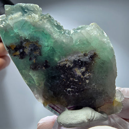 Seltene Phantom Fluorit Würfel Stufe, grün lila Okorusu, Namibia 68*44*19mm #13274