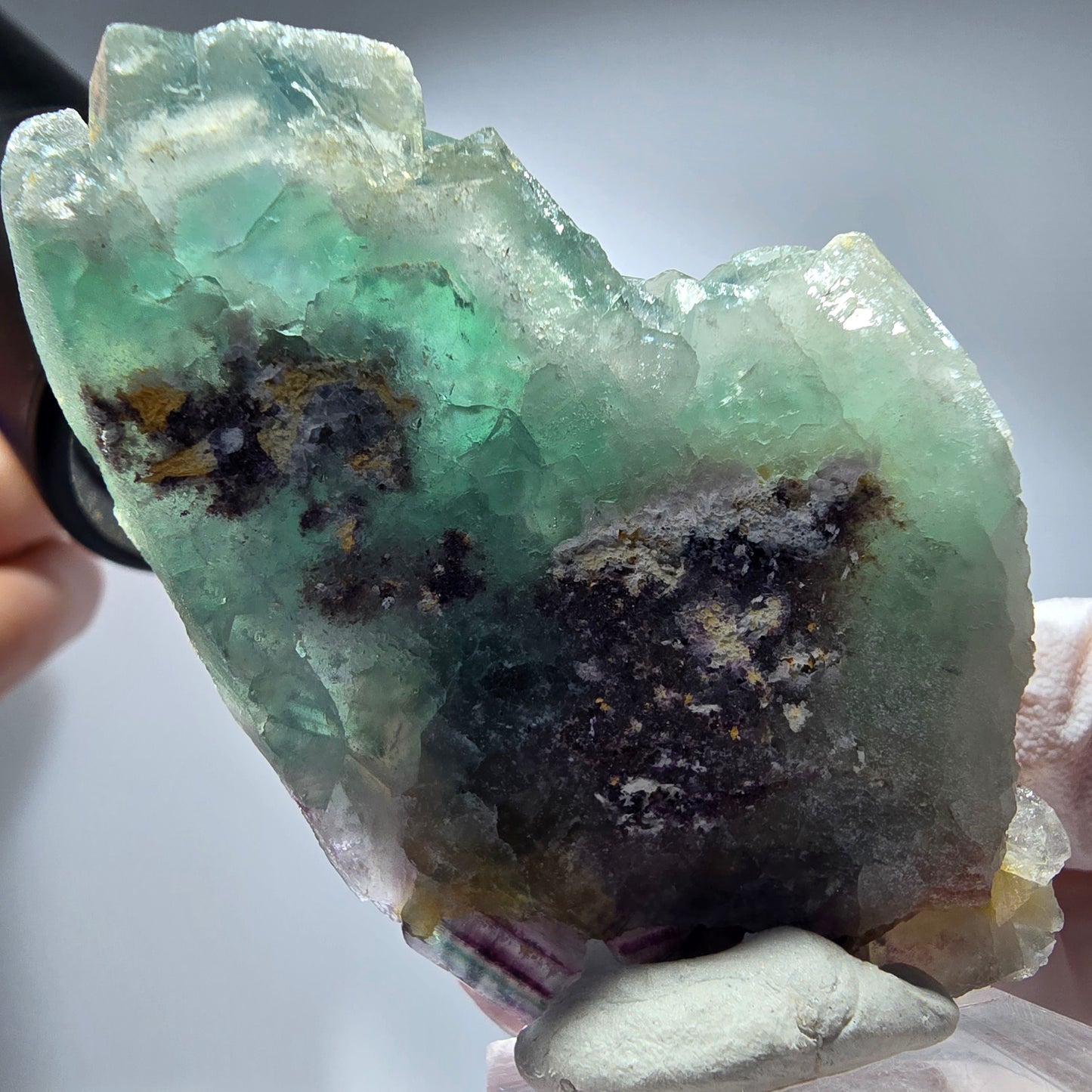 Seltene Phantom Fluorit Würfel Stufe, grün lila Okorusu, Namibia 68*44*19mm #13274
