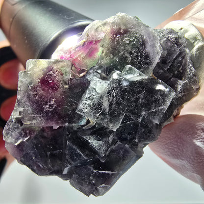 Seltene Phantom Fluorit Würfel Stufe, grün lila Okorusu, Namibia 51*32*21mm #13275