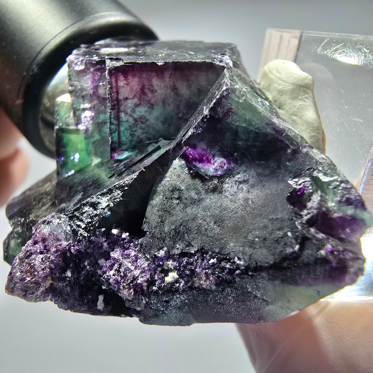 Seltene Phantom Fluorit Würfel Stufe, grün lila Okorusu, Namibia 51*44*27mm #13276