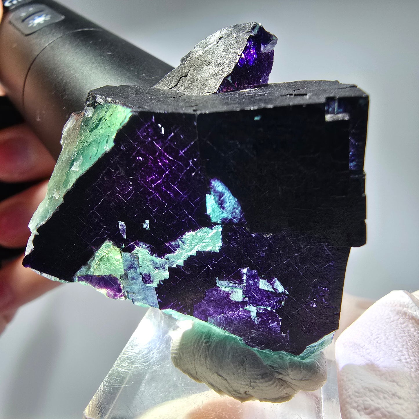 Phantom Fluorit Würfel Stufe, parkettiert 11:11 Angel Pocket, Namibia 49*40*20mm #13277