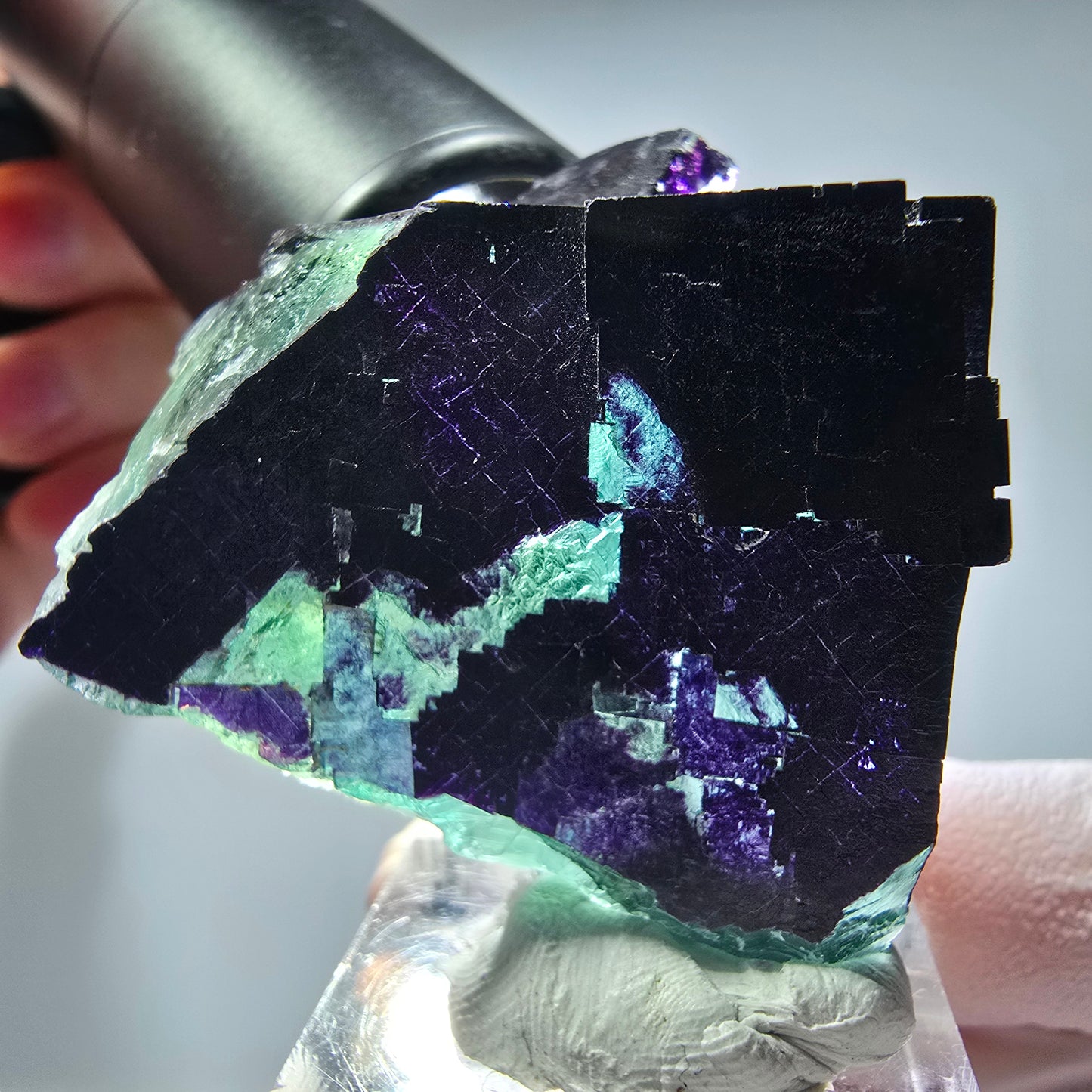 Phantom Fluorit Würfel Stufe, parkettiert 11:11 Angel Pocket, Namibia 49*40*20mm #13277