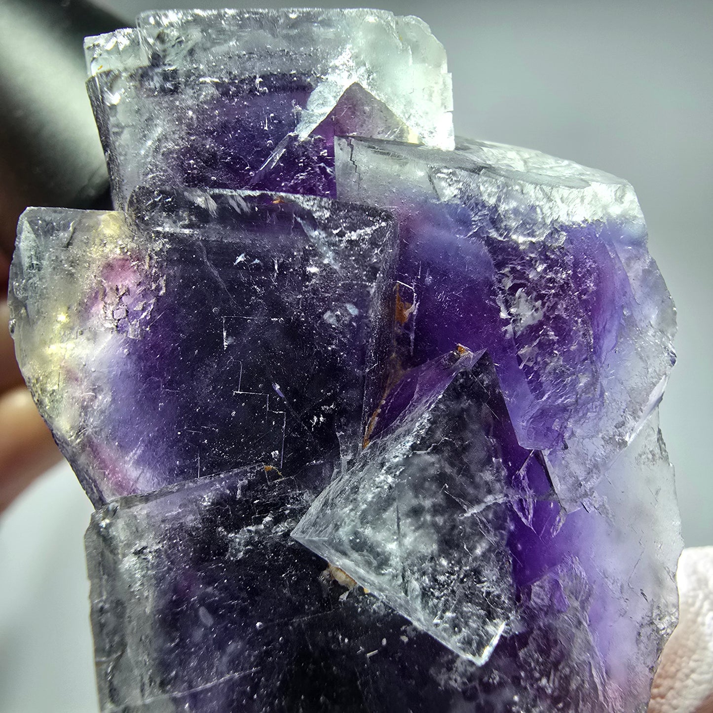 Seltene Phantom Fluorit Würfel Stufe, lila weiß Okorusu, Namibia 68*34*25mm #13279