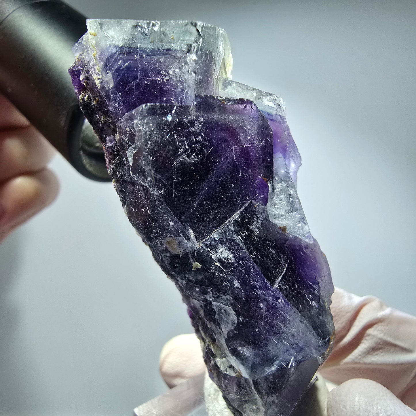 Seltene Phantom Fluorit Würfel Stufe, lila weiß Okorusu, Namibia 68*34*25mm #13279